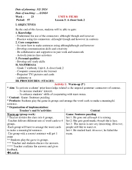 Giáo án Tiếng Anh 7 - Week 23 - Năm học 2023-2024