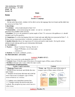 Giáo án Tiếng Anh 7 - Week 28 - Năm học 2023-2024