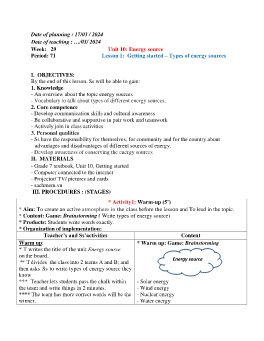 Giáo án Tiếng Anh 7 - Week 29 - Năm học 2023-2024