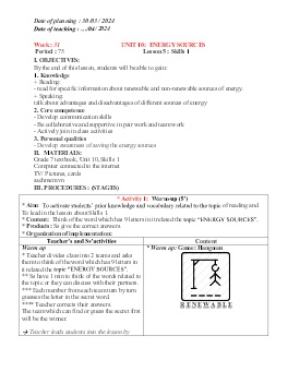 Giáo án Tiếng Anh 7 - Week 31 - Năm học 2023-2024