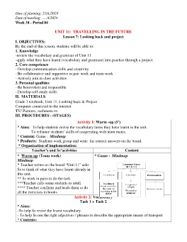 Giáo án Tiếng Anh 7 - Week 34 - Năm học 2023-2024