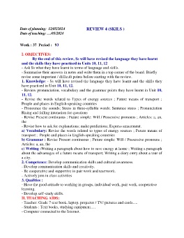 Giáo án Tiếng Anh 7 - Week 38 - Năm học 2023-2024