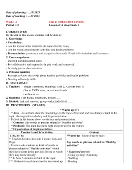 Giáo án Tiếng Anh 7 - Week 4 - Năm học 2023-2024