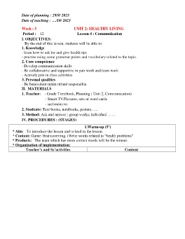 Giáo án Tiếng Anh 7 - Week 5 - Năm học 2023-2024