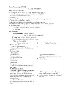 Giáo án Tiếng Anh 8 - Period 1: Revision - Năm học 2023-2024