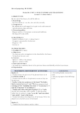 Giáo án Tiếng Anh 8 - Period 34-36, Unit 5: Our customs and traditions - Năm học 2023-2024