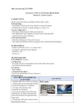 Giáo án Tiếng Anh 8 - Period 63-65, Unit 9: Natural disasters - Năm học 2023-2024