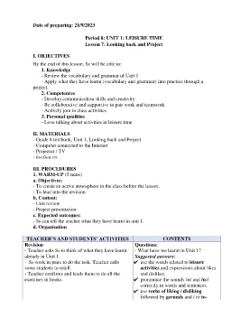 Giáo án Tiếng Anh 8 - Tuần 4, Period 8-10 - Năm học 2023-2024