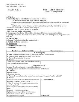 Giáo án Tiếng Anh 9 - Week 10 - Năm học 2023-2024