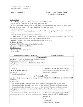 Giáo án Tiếng Anh 9 - Week 11 - Năm học 2023-2024