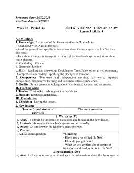Giáo án Tiếng Anh 9 - Week 17 - Năm học 2023-2024
