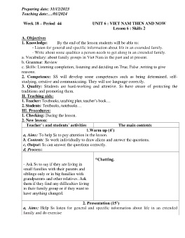 Giáo án Tiếng Anh 9 - Week 18 - Năm học 2023-2024