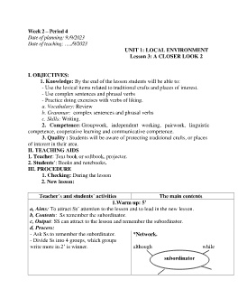 Giáo án Tiếng Anh 9 - Week 2 - Năm học 2023-2024