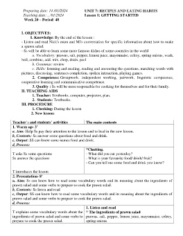 Giáo án Tiếng Anh 9 - Week 20 - Năm học 2023-2024