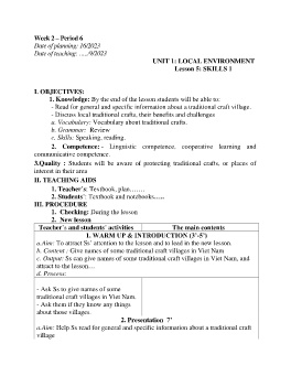 Giáo án Tiếng Anh 9 - Week 3 - Năm học 2023-2024