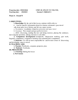 Giáo án Tiếng Anh 9 - Week 30, Period 75-77 - Năm học 2023-2024