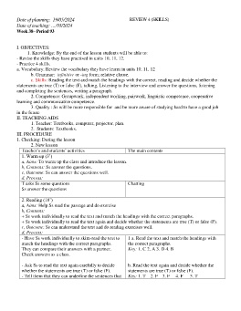 Giáo án Tiếng Anh 9 - Week 38 - Năm học 2023-2024