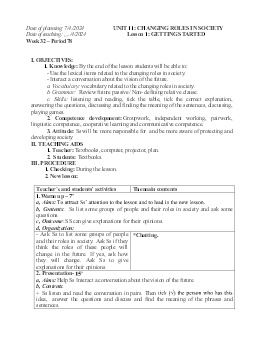 Giáo án Tiếng Anh Lớp 9 - Week 32 - Năm học 2023-2024