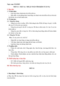 Giáo án Tin học 7 (Kết nối tri thức) - Tiết 11+12: Thuật toán tìm kiếm tuần tự - Năm học 2023-2024