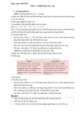 Giáo án Tin học 7 (Kết nối tri thức) - Tiết 2: Thiết bị vào-ra - Năm học 2023-2024
