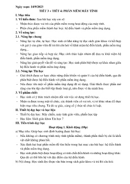 Giáo án Tin học 7 (Kết nối tri thức) - Tiết 3+4: Phần mềm máy tính - Năm học 2023-2024