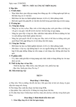 Giáo án Tin học 7 (Kết nối tri thức) - Tiết 9+10: Ứng xử trên mạng - Năm học 2023-2024