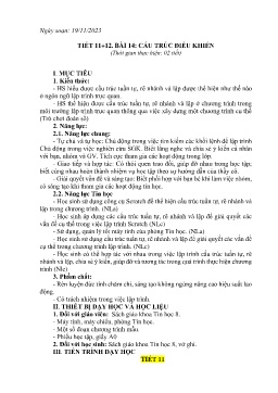 Giáo án Tin học 8 (Kết nối tri thức) - Tiết 11+12, Bài 14: Cấu trúc điều khiển - Năm học 2023-2024