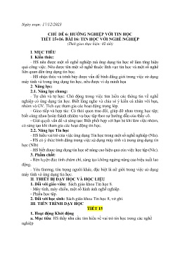 Giáo án Tin học 8 (Kết nối tri thức) - Tiết 15+16, Bài 16: Tin học với nghề nghiệp - Năm học 2023-2024