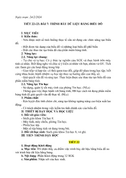 Giáo án Tin học 8 (Kết nối tri thức) - Tiết 22+23, Bài 7: Trình bày dữ liệu bằng biểu đồ - Năm học 2023-2024