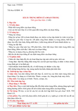 Giáo án Toán 6 (Kết nối tri thức) - Bài 35: Trung điểm của đoạn thẳng - Năm học 2023-2024