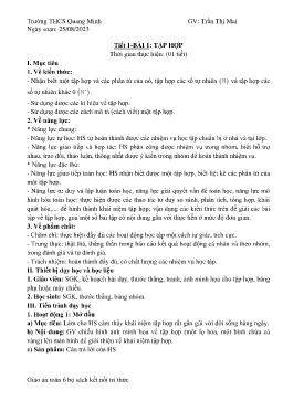 Giáo án Toán 6 (Kết nối tri thức) - Tiết 1, Bài 1: Tập hợp - Năm học 2023-2024 - Trần Thị Mai