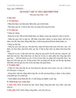 Giáo án Toán 6 (Kết nối tri thức) - Tiết 10, Bài 7: Thứ tự phép tính - Năm học 2023-2024 - Đào Minh Trưởng