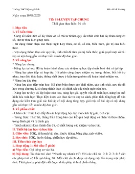 Giáo án Toán 6 (Kết nối tri thức) - Tiết 11: Luyện tập chung - Năm học 2023-2024 - Đào Minh Trưởng