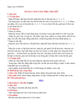 Giáo án Toán 6 (Kết nối tri thức) - Tiết 16+17, Bài 9: Dấu hiệu chia hết - Năm học 2023-2024