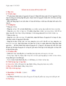 Giáo án Toán 6 (Kết nối tri thức) - Tiết 18+19, Bài 10: Số nguyên tố - Năm học 2023-2024