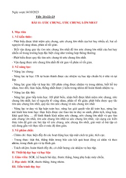 Giáo án Toán 6 (Kết nối tri thức) - Tiết 21-23, Bài 11: Ước chung. Ước chung lớn nhất - Năm học 2023-2024