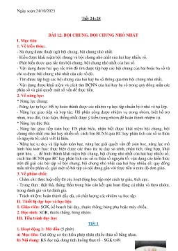 Giáo án Toán 6 (Kết nối tri thức) - Tiết 24+25, Bài 12: Bội chung, bội chung nhỏ nhất - Năm học 2023-2024