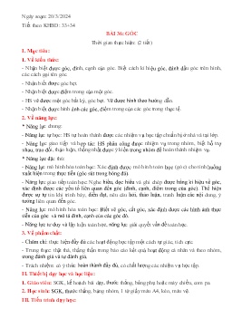 Giáo án Toán 6 (Kết nối tri thức) - Tiết 33+34, Bài 36: Góc - Năm học 2023-2024