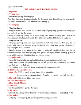 Giáo án Toán 6 (Kết nối tri thức) - Tiết 34, Bài 15: Quy tắc dấu ngoặc - Năm học 2023-2024