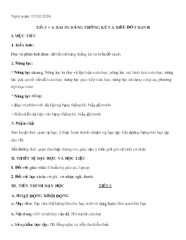 Giáo án Toán 6 (Kết nối tri thức) - Tiết 3+4, Bài 39: Bảng thống kê và biểu đồ tranh - Năm học 2023-2024
