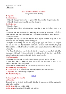 Giáo án Toán 6 (Kết nối tri thức) - Tiết 37+38, Bài 16: Nhân hai số nguyên - Năm học 2023-2024