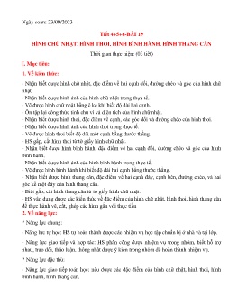 Giáo án Toán 6 (Kết nối tri thức) - Tiết 4-6, Bài 19: Hình chữ nhật. Hình thoi. Hình bình hành. Hình thang cân - Năm học 2023-2024