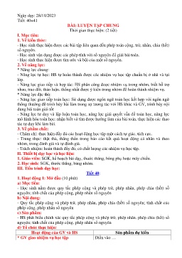 Giáo án Toán 6 (Kết nối tri thức) - Tiết 40+41: Luyện tập chung - Năm học 2023-2024