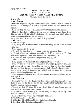 Giáo án Toán 6 (Kết nối tri thức) - Tiết 44+45, Bài 23: Mở rộng phân số. Phân số bằng nhau - Năm học 2023-2024