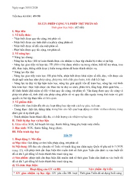 Giáo án Toán 6 (Kết nối tri thức) - Tiết 49+50, Bài 25: Phép cộng và phép trừ phân số - Năm học 2023-2024