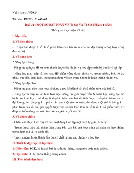 Giáo án Toán 6 (Kết nối tri thức) - Tiết 61-63, Bài 31: Một số bài toán về tỉ số và tỉ số phần trăm - Năm học 2023-2024