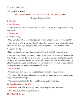 Giáo án Toán 6 (Kết nối tri thức) - Tiết 61+62, Bài 31: Một số bài toán về tỉ số phần trăm - Năm học 2023-2024