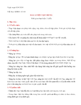 Giáo án Toán 6 (Kết nối tri thức) - Tiết 63+64: Luyện tập chung - Năm học 2023-2024