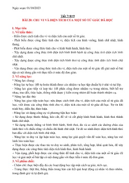 Giáo án Toán 6 (Kết nối tri thức) - Tiết 7-9, Bài 20: Chu vi và diện tích của 1 số tứ giác đã học - Năm học 2023-2024