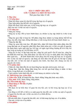 Giáo án Toán 6 (Kết nối tri thức) - Tuần 14 - Năm học 2023-2024